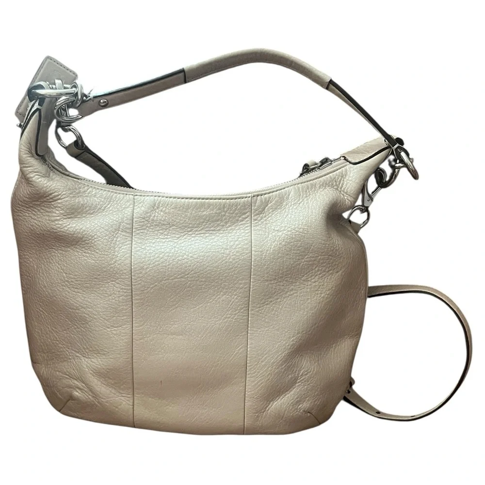 Coach Park Pebbled Leather Hobo Crossbody Bag Taupe Turnlock Flap Style 19303